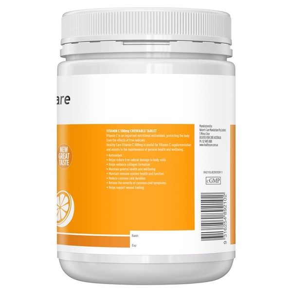 Kẹo ngậm Vitamin C 500mg Healthy Care Chewable