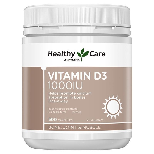 Viên uống bổ sung Vitamin D3 1000IU Healthy Care