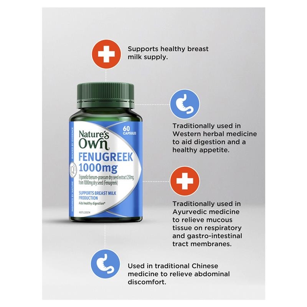 Viên uống lợi sữa Nature's Own Fenugreek 1000mg 60 viên