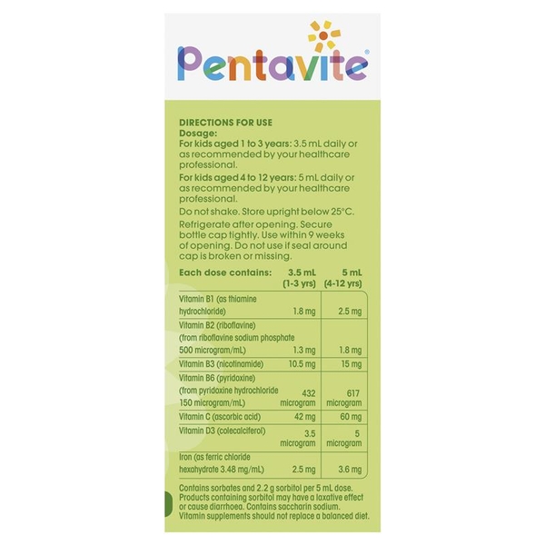Vitamin tổng hợp cho bé Pentavite Multivitamin + Iron Kids Liquid