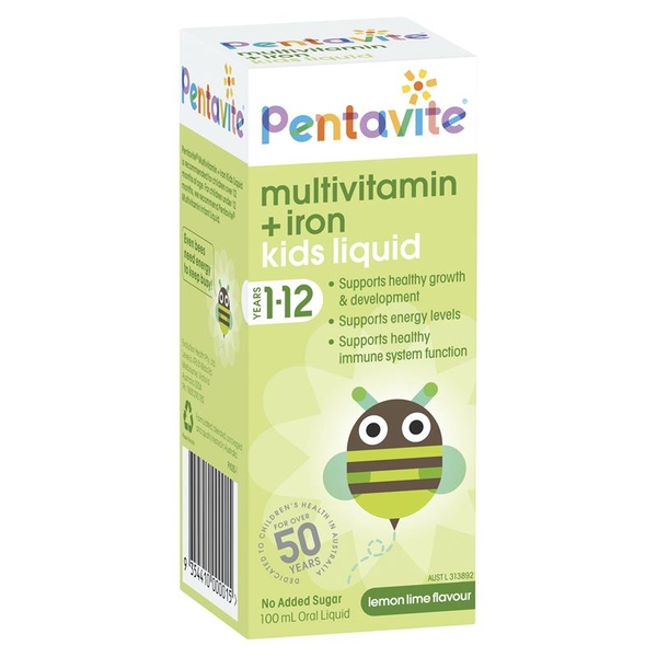 Vitamin tổng hợp cho bé Pentavite Multivitamin + Iron Kids Liquid