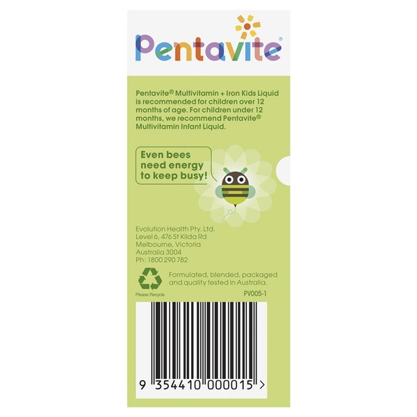 Vitamin tổng hợp cho bé Pentavite Multivitamin + Iron Kids Liquid