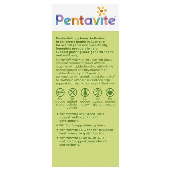 Vitamin tổng hợp cho bé Pentavite Multivitamin + Iron Kids Liquid