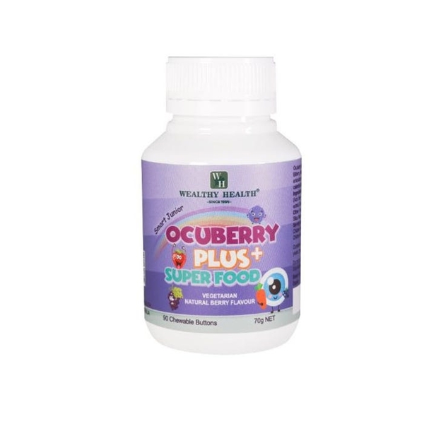 Viên nhai bổ sung dinh dưỡng Wealthy Health Smart Junior Ocuberry Plus + SuperFood 90 viên