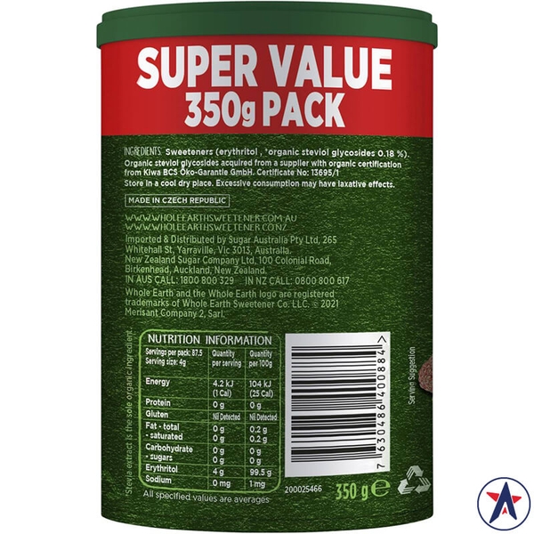 Đường ăn kiêng hữu cơ Whole Earth with Organic Stevia