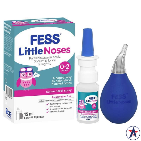 Xịt mũi cho bé Fess Little Noses Saline Nose Spray + Aspirator 15ml