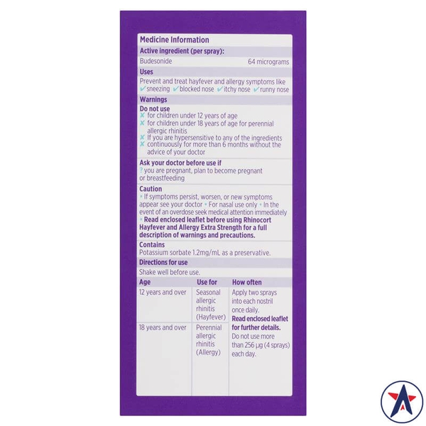 Xịt viêm mũi dị ứng Rhinocort Hayfever & Allergy Extra Strength