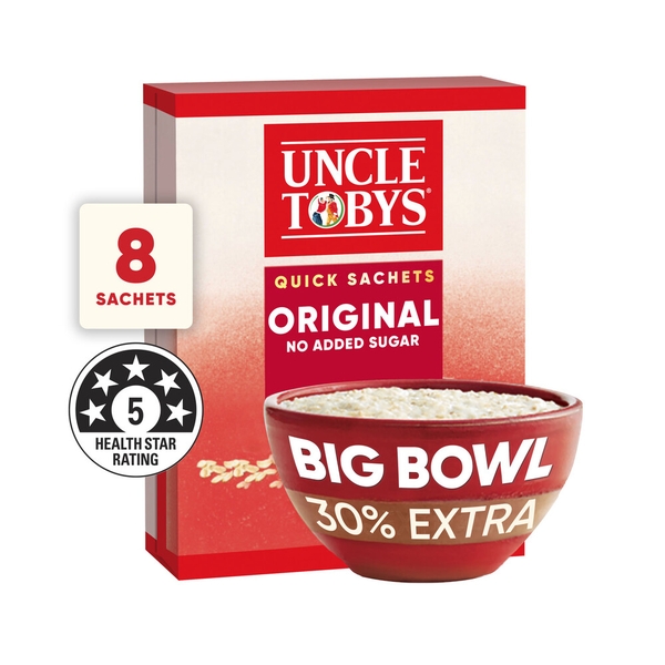 Yến mạch ăn liền Uncle Tobys Oats Quick Sachets Big Bowl Original 368g