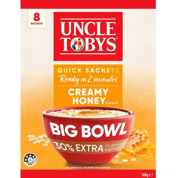 Yến mạch ăn liền vị mật ong Uncle Tobys Oats Quick Sachets Big Bowl 368g