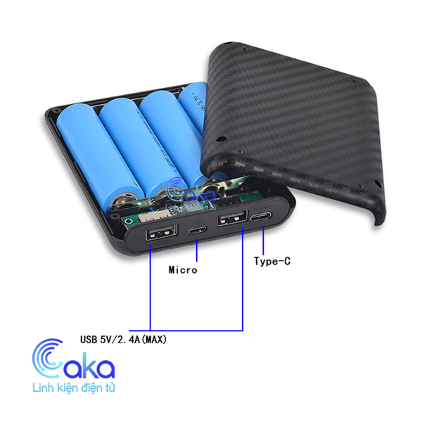 Box sạc pin dự phòng 4 Cell Pin 18650 - Linh Kiện Điện Tử TPHCM