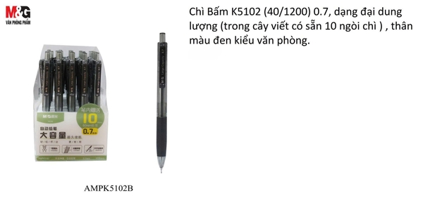 Chì Bấm K5102 MG 0.7 kèm 10 ngòi thay thế