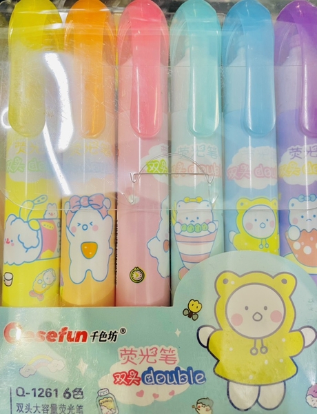 Vỉ bút dạ quang 6 cây 2 đầu 1261