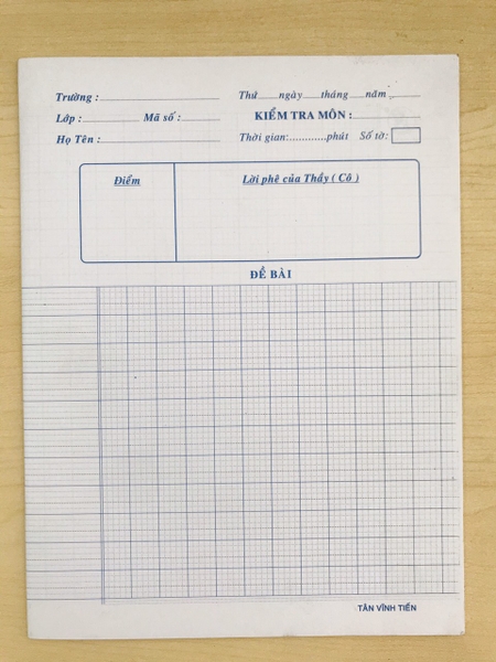 Giấy kiểm tra Tân Vĩnh Tiến (xấp rời)