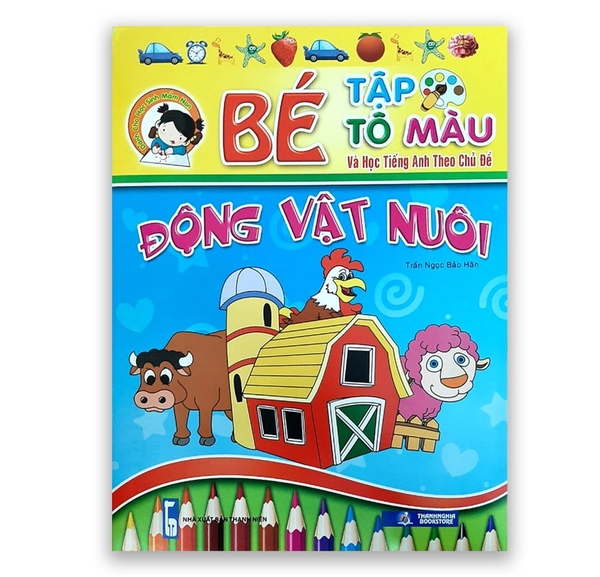 Bé tập tô màu và học tiếng anh theo chủ đề động vật nuôi