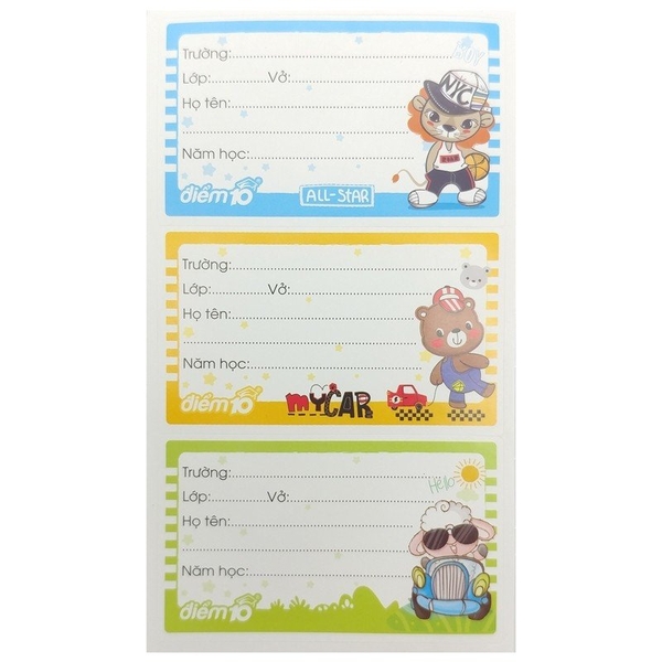 Nhãn vở Điểm 10 NBL01 (12 cái/ xấp)