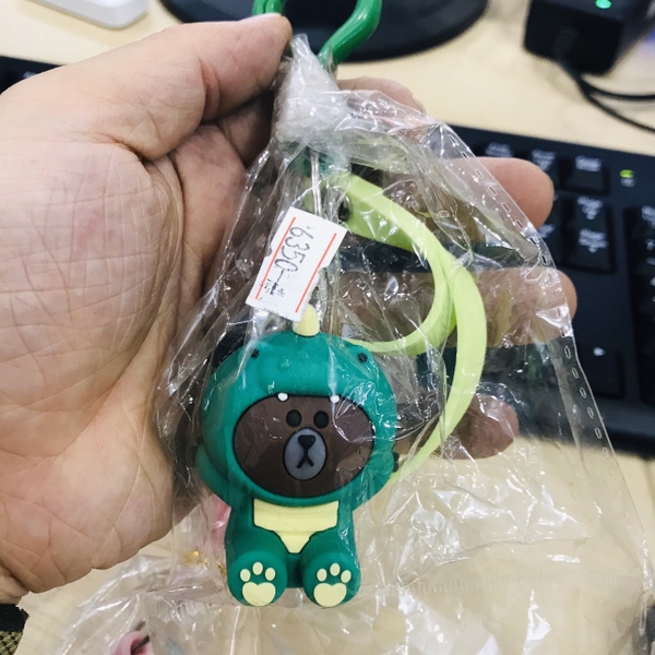 Móc khóa gấu xanh dây cao su 6350