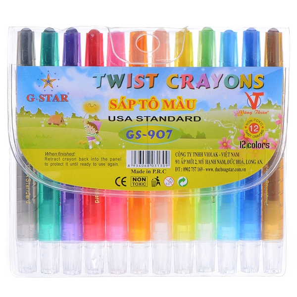 Bút sáp vặn GStar GS 907 - 12 màu