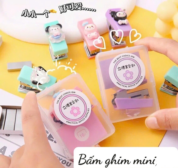 Bấm kim mini nhiều hình kèm kim