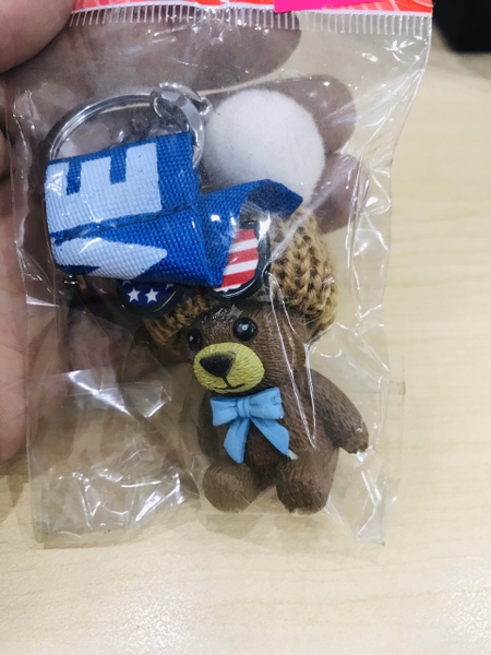 Móc khóa gấu Teddy cờ Mỹ