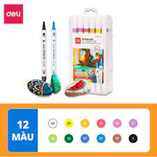 Bút màu acylic Deli market 2 đầu 9118 - 12 màu