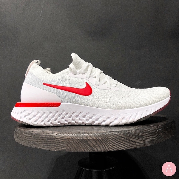 [943311-106] K NIKE EPIC REACT FLYKNIT WHITE RED