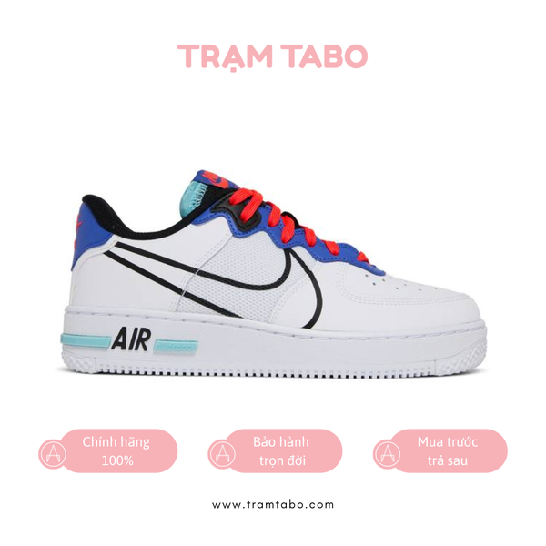 [CD6960-101] K NIKE AIR FORCE 1 REACT WHITE/ASTRONOMY BLUE