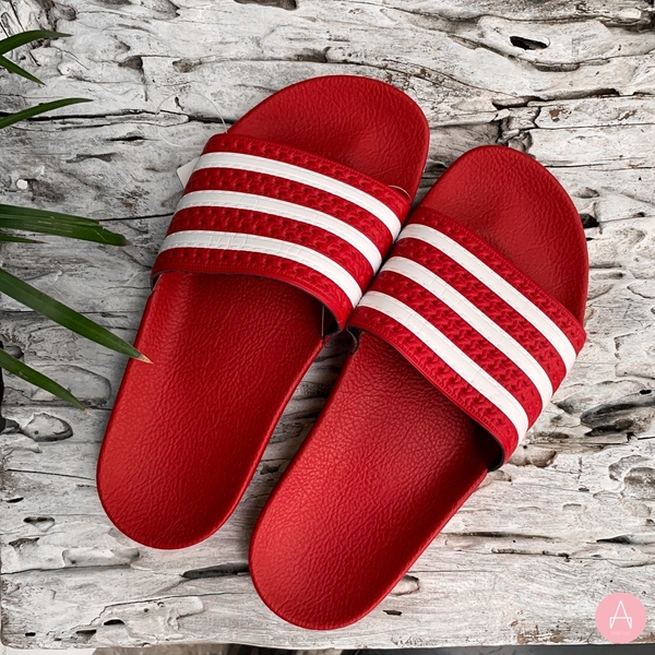 [288193] M ADIDAS ADILETTE RED STRIPES WHITE