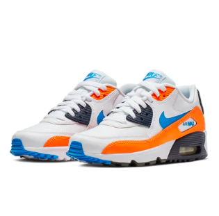 [833412-116] K NIKE AIR MAX 90 LTR PHOTO BLUE ORANGE