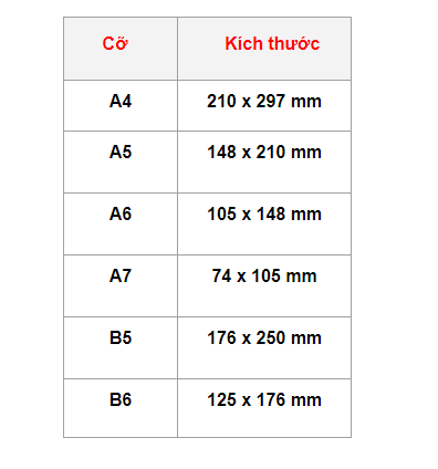 kích thước của sổ da