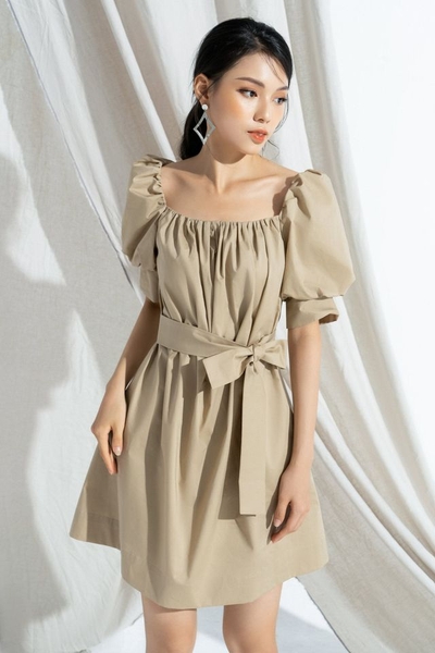 Baby doll dress with belt