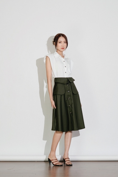 Neck midi Skirt - Green