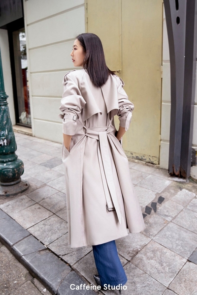 Long Trench Coat - Light Grey