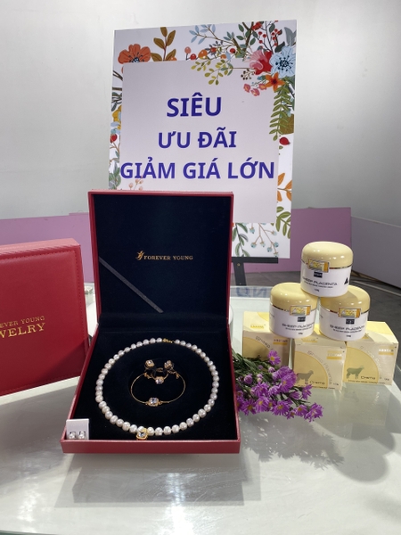 Bộ trang sức ngọc trai thiên nhiên nước ngọt (tặng 1 đôi hoa tay + 1 hủ kem dưỡng costa) Thương hiệu: Costar