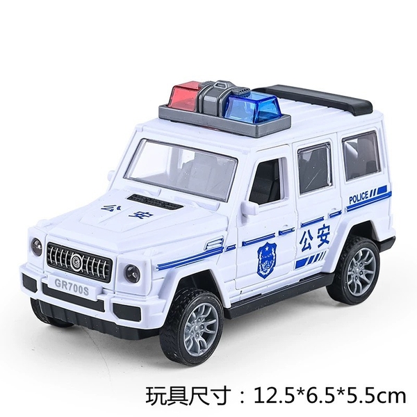 Xe ô tô cảnh sát-màu trắng (có cót chạy được, có thể mở cửa)9844.