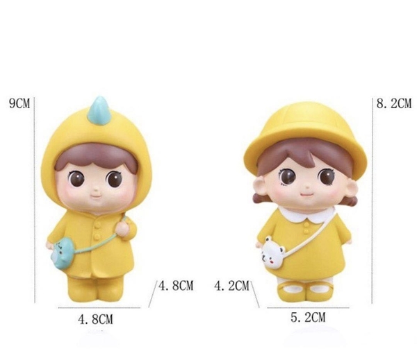 Tượng Đôi em bé màu vàng (Đeo túi).