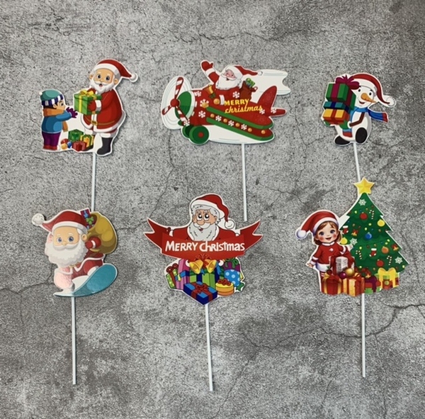 Set noel giấy HD (ông già noel lái máy bay) (mẫu 2).