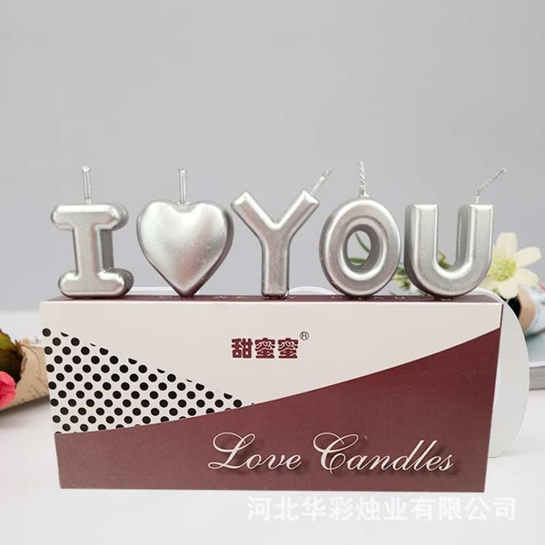 Nến I love you bạc.