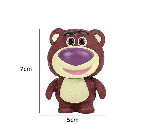 Tượng gấu DÂU SIZE NHỎ-DÁNG ĐỨNG (kt 7.5cm).