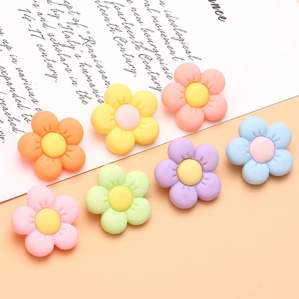 Set 10 hoa đào nhựa 5 cánh mix màu (kt 2.7x2.6cm).