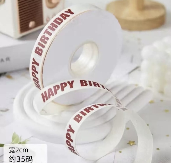 Ruybang thái trắng - Happy Birthday (HPBD) MÀU ĐỎ (2cm x 35m).