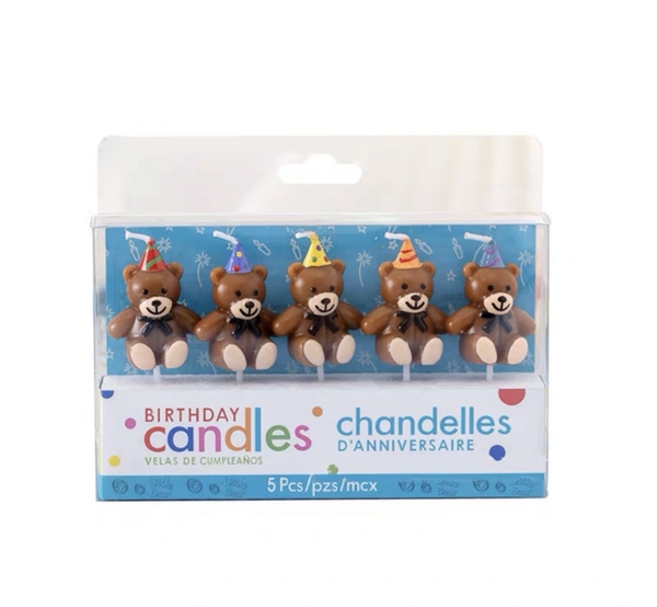 Vỉ 5 nến gấu đội mũ.