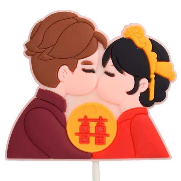 Đôi cô dâu chú rể áo đỏ (nhựa dẻo).