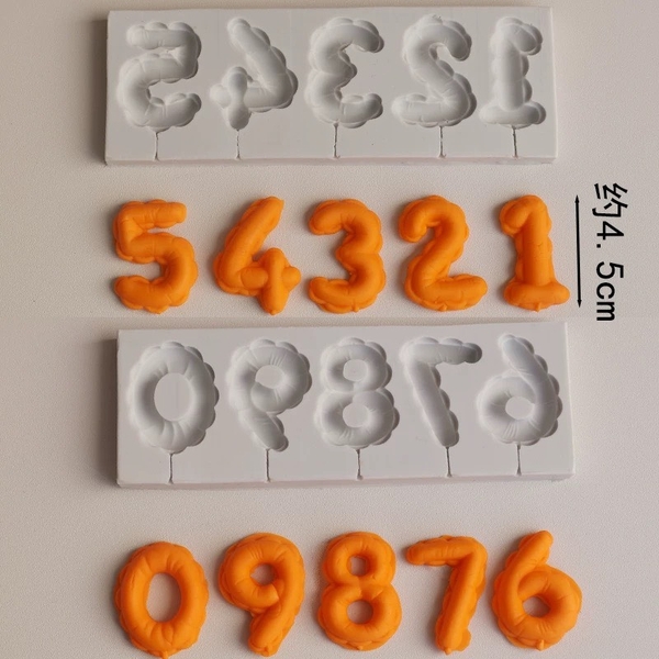 Khuôn silicon số (0-9) viền hoa size  4.5cm 9561.