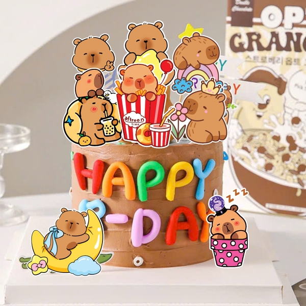 Combo 2 set giấy - capybara ngồi trăng vàng.9919