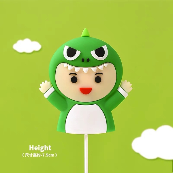 Tượng em bé khủng long giơ 2 tay (nhựa).