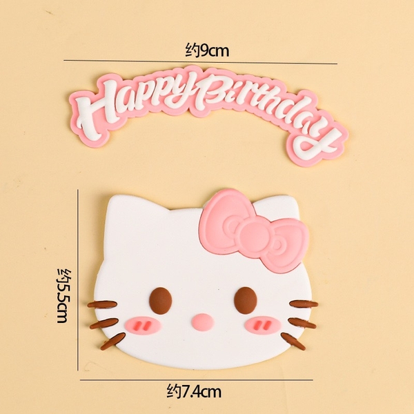 Tượng nhựa dẻo -Kitty và chữ HPBD.