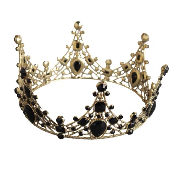 Vương miện đá đen - nhựa (vàng) đk 12.4cm.
