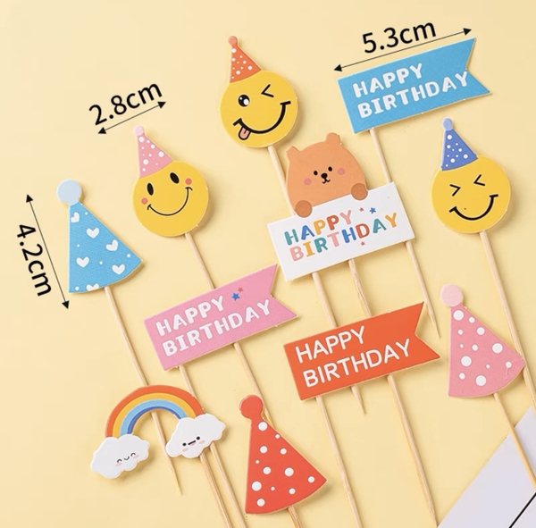 COMBO 2 Set giấy mũ-mặt cười-gấu-chữ HPBD.