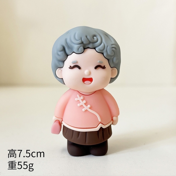 Tượng silicon 3D-Bà áo hồng cầm ví màu hồng.