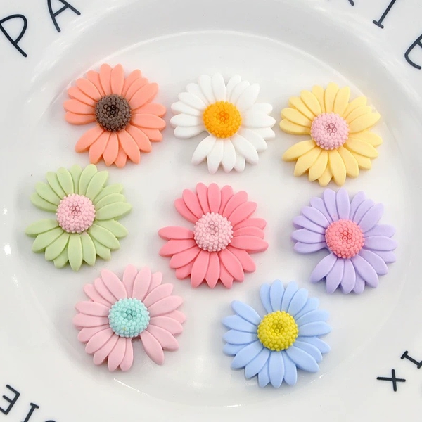 Set 10 hoa Cúc họa mi nhựa mix màu kt 2.7cm.